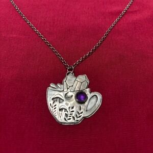 Tea Cup Crystal Necklace Boho witch celestrial